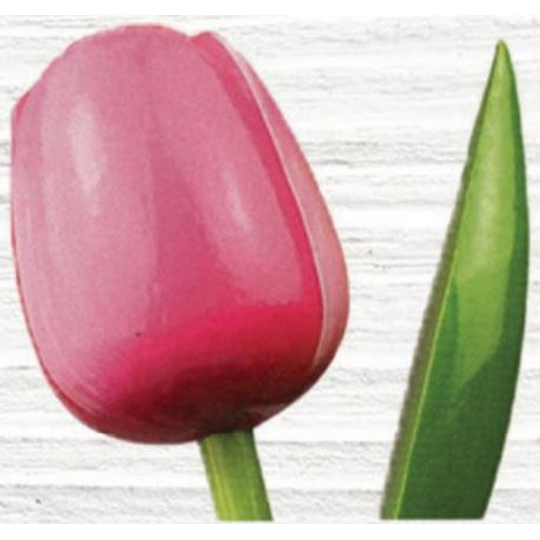 Bohemia Gifts Dřevěný tulipán růžovo-bílý 34 cm