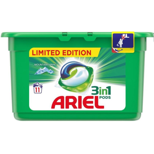Ariel 3v1 Mountain Spring gelové kapsle na praní prádla 11 kusů 297 g
