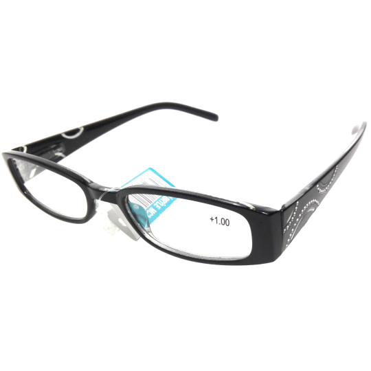 Berkeley Čtecí dioptrické brýle +2,0 černé stranice s kamínky 1 kus MC2154