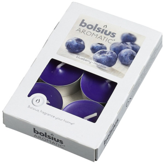 Bolsius Aromatic Blueberry - Borůvka vonné čajové svíčky 6 kusů, doba hoření 4 hodiny