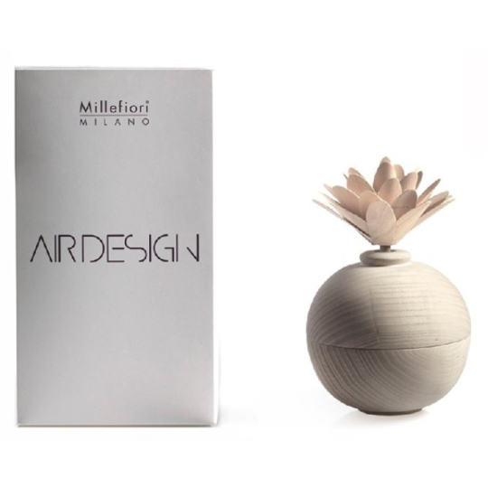 Millefiori Milano Air Design Difuzér dřevěný s květinou nádobka pro vzlínání vůně pomocí porézní vrchní části bílá koule