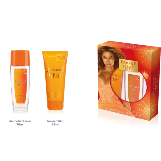 Beyoncé Heat Rush parfémovaný deodorant sklo pro ženy 75 ml + tělové mléko 75 ml, kosmetická sada