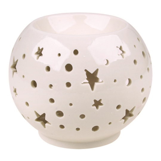 Aromalampa porcelánová bílá s hvězdami 9 cm
