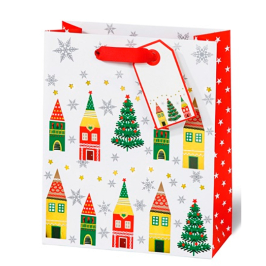 BSB Luxusní dárková papírová taška 36 x 26 x 14 cm Vánoční vesnice VDT 413 - A5