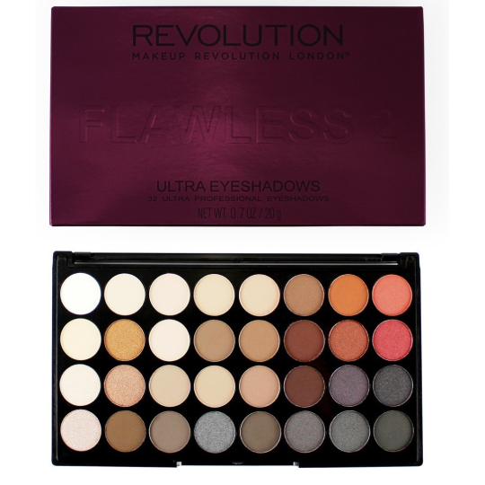 Makeup Revolution Ultra Eyeshadows paletka 32 očních stínů Flawless 2 20 g