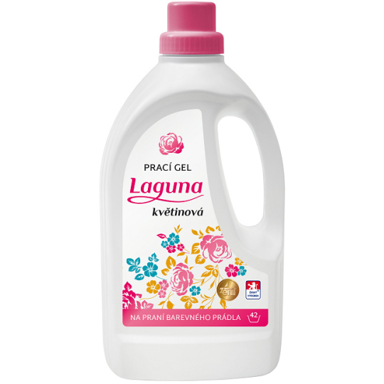 Laguna Květinová prací gel s vůní květů růže a jasmínu doplněnou tóny santalového dřeva na praní barevného prádla 42 praní 1,5 l