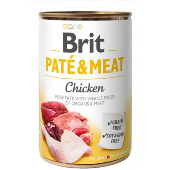 Brit Paté & Meat Kuře a hovězí maso čisté masové paté kompletní krmivo pro psy 400 g