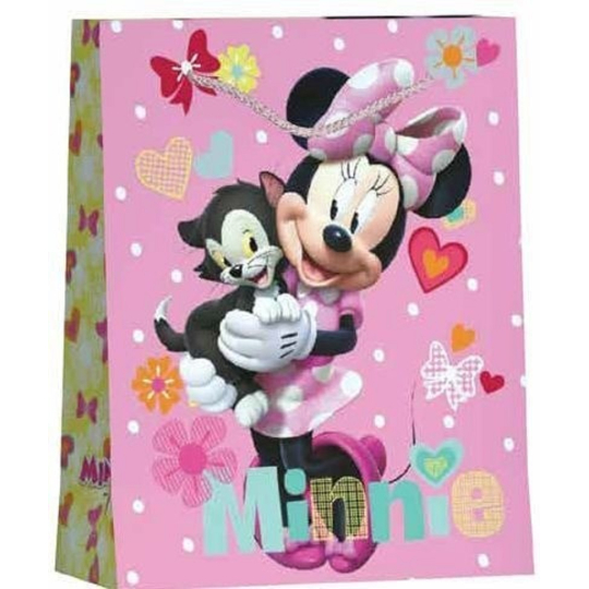 BSB Luxusní dárková papírová taška 32,4 x 26 x 12 cm Disney Minnie s kocourem DT L
