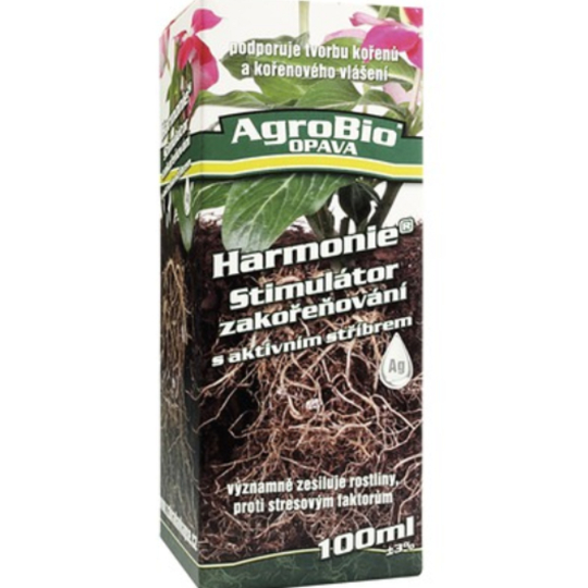 AgroBio Harmonie Stimulátor zakořeňování s aktivním stříbrem, zesiluje rostliny a podporuje tvorbu kořenů 100 ml