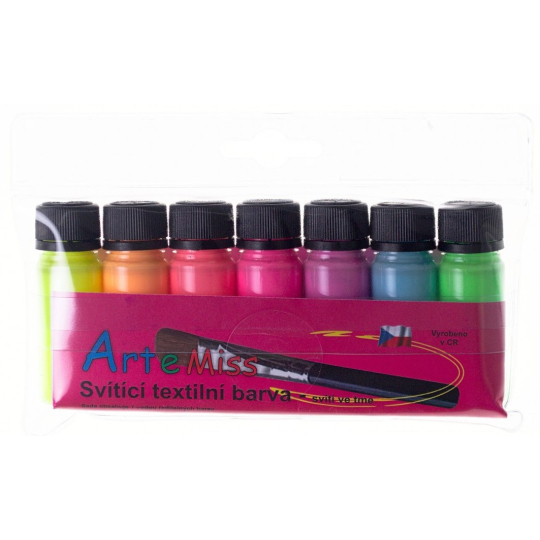 Art e Miss Barva na textil svítící - svítí ve tmě, na světlé materiály Neon 7 x 12 g