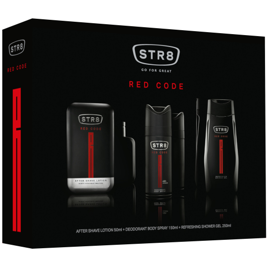 Str8 Red Code voda po holení 50 ml + deodorant sprej 150 ml + sprchový gel 250 ml, kosmetická sada