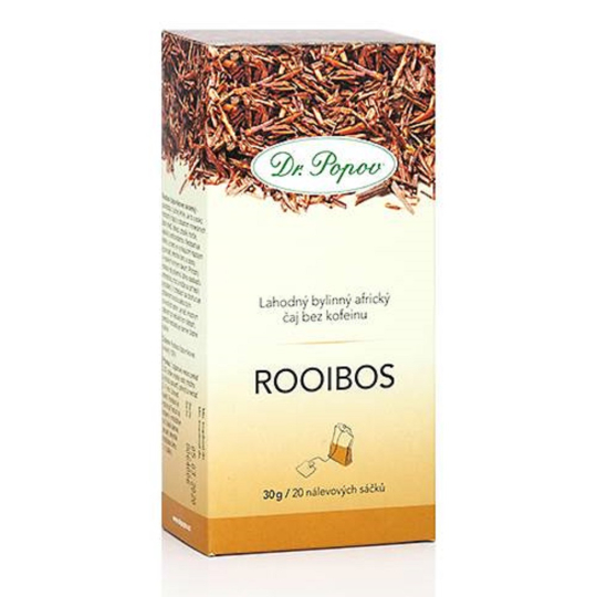 Dr. Popov Rooibos lahodný bylinný africký čaj bez kofeinu antioxidant 30 g, 20 nálevových sáčků á 1,5 g