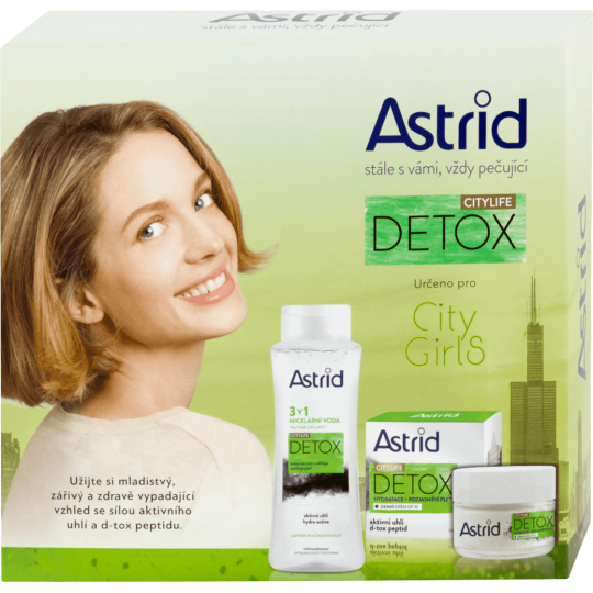 Astrid Citylife Detox hydratační rozjasňující denní krém 50 ml + 3v1 micelární voda 400 ml, kosmetická sada