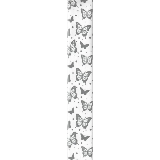 Ditipo Dárkový balicí papír 70 x 200 cm bílý se stříbrnými motýli
