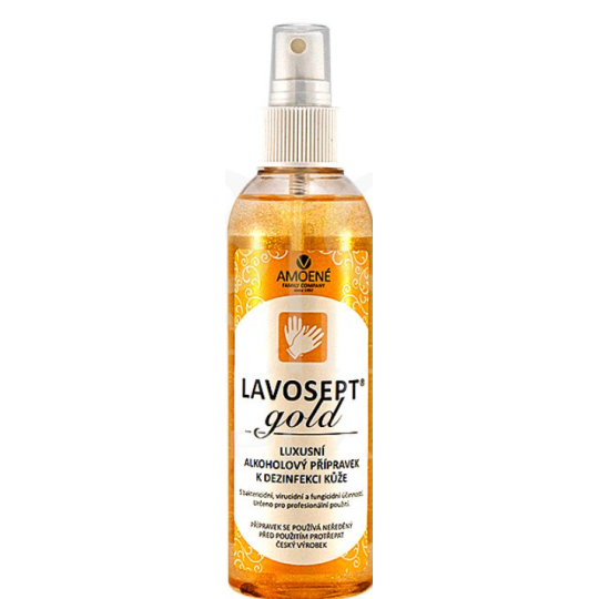 Lavosept Gold Višeň luxusní dezinfekce kůže na ruce pro profesionální použití více jak 75% alkoholu 200 ml rozprašovač