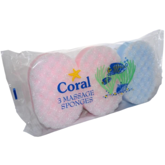 Coral Body Sponge mycí a masážní tělová houba 3 kusy