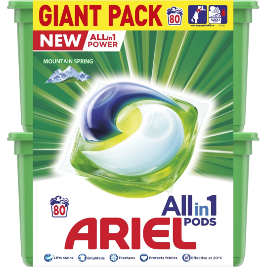 Ariel All-in-1 Pods Mountain Spring gelové kapsle na praní prádla 80 kusů 2016 g