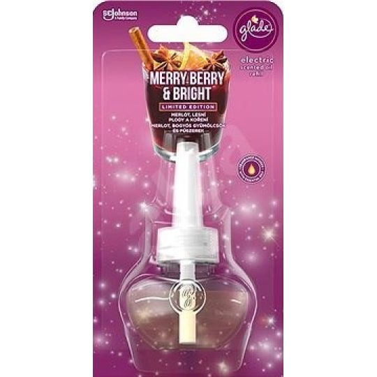 Glade Electric Scented Oil Merry Berry & Bright s vůní merlotu, lesních plodů a koření tekutá náplň do elektrického osvěžovače vzduchu 20 ml