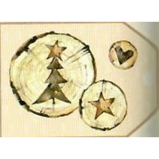 Nekupto Vánoční kartičky na dárky Kmen stromu se stromkem, hvězdou a srdcem 5,5 x 7,5 cm 6 kusů