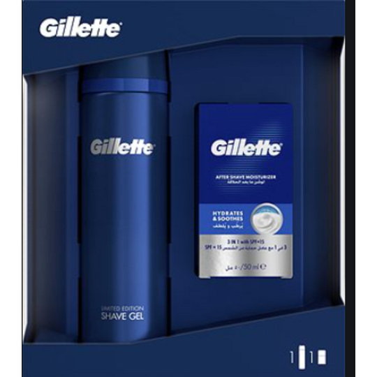Gillette Sensitive gel na holení 200 ml + balzám po holení 50 ml, kosmetická sada, pro muže