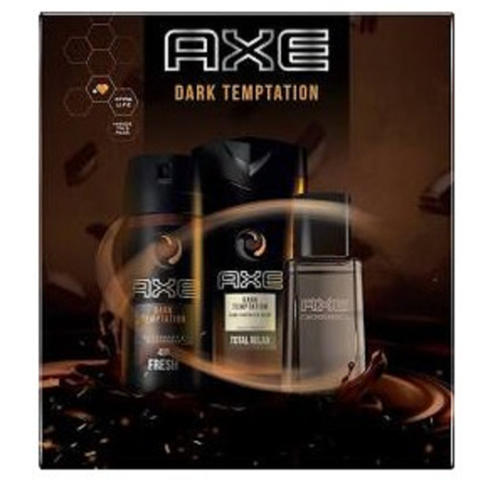 Axe Dark Temptation sprchový gel pro muže 250 ml + deodorant sprej 150 ml + voda po holení 100 ml, kosmetická sada
