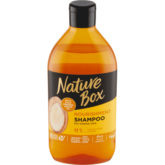 Nature Box Argan Oil vyživující šampon na vlasy se 100% za studena lisovaným arganovým olejem, vhodné pro vegany 385 ml