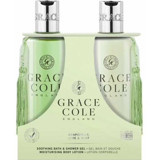 Grace Cole Grapefruit, Lime & Mint sprchový gel 300 ml + tělové mléko 300 ml, kosmetická sada