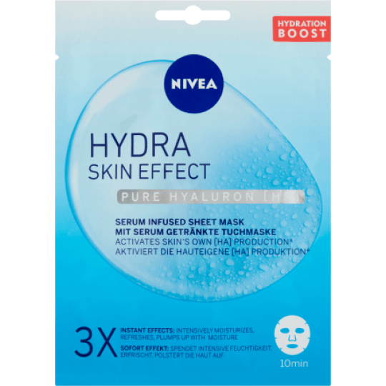 Nivea Hydra Skin Effect hydratační textilní pleťová maska s kyselinou hyaluronovou pro každý typ pleti 1 kus