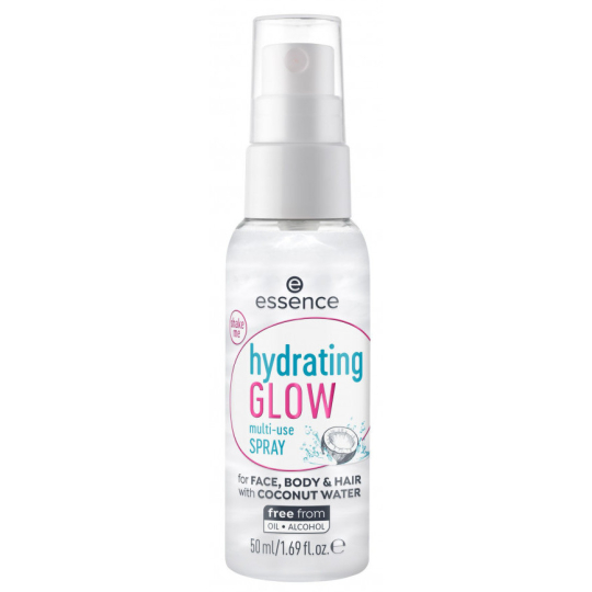 Essence Hydrating Glow Multi-use Spray hydratační sprej na obličej, tělo a vlasy s kokosovou vodou 50 ml