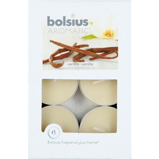 Bolsius Aromatic Vanilla - Vanilka vonné čajové svíčky 6 kusů, doba hoření 4 hodiny