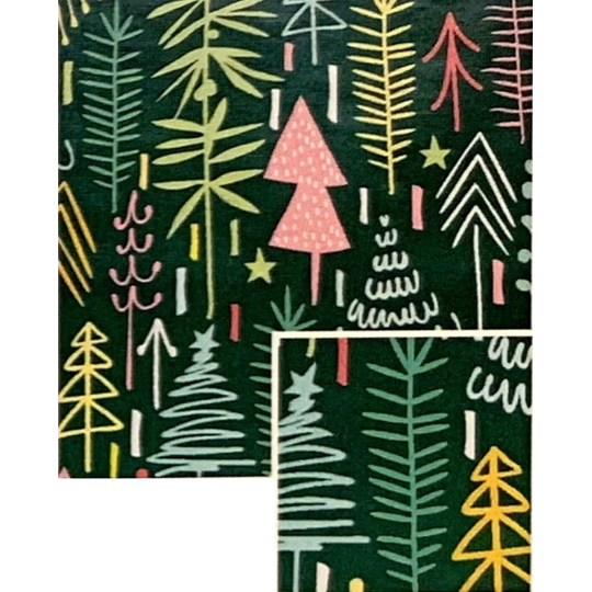 Nekupto Dárkový balicí papír vánoční 70 x 1000 cm Tmavě zelený s barevnými stromečky
