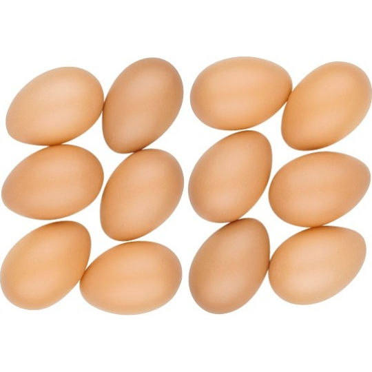 Vajíčka plastová k dozdobení bez šňůrky hnědá 6 cm 12 kusů v sáčku
