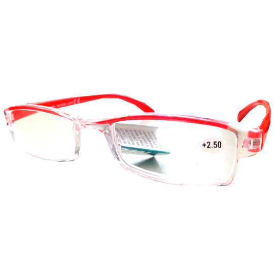 Berkeley Čtecí dioptrické brýle +2,5 plast průhledné, červené postranice 1 kus MC2222