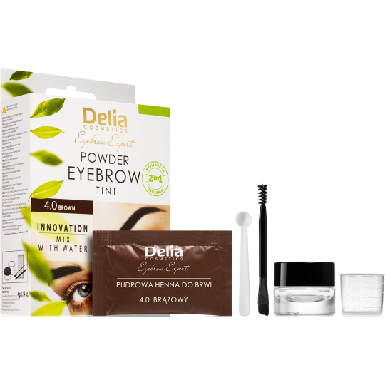 Delia Cosmetics Eyebrow Expert Henna pudrová barva na obočí 4.0 hnědá 4 g
