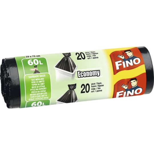 Fino Economy Sáčky do odpadkového koše černé, 13 µ, 60 litrů 59 x 72 cm, 20 kusů
