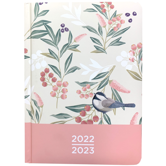 Albi Diář týdenní 18 měsíční 2022 - 2023 Květiny a ptáček 12,5 cm x 17 cm x 1,3 cm