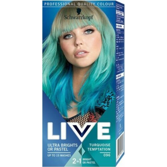 Schwarzkopf Live Ultra Brights or Pastel 2v1 barva na vlasy 096 Turquoise Temptation