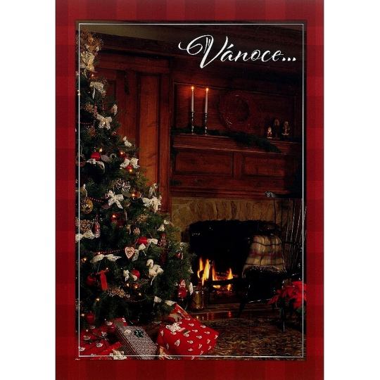 Albi Hrací přání do obálky vánoční Stromeček u krbu 14,8 x 21 cm
