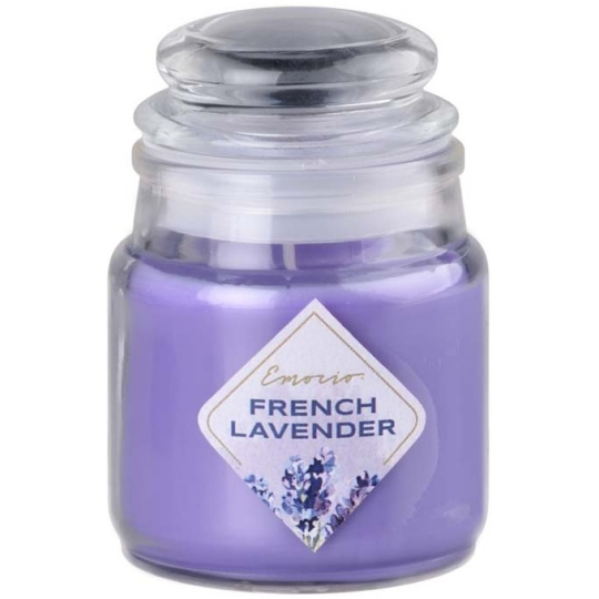 Emocio French Lavender - Levandule vonná svíčka sklo se skleněným víčkem 57 x 85 mm