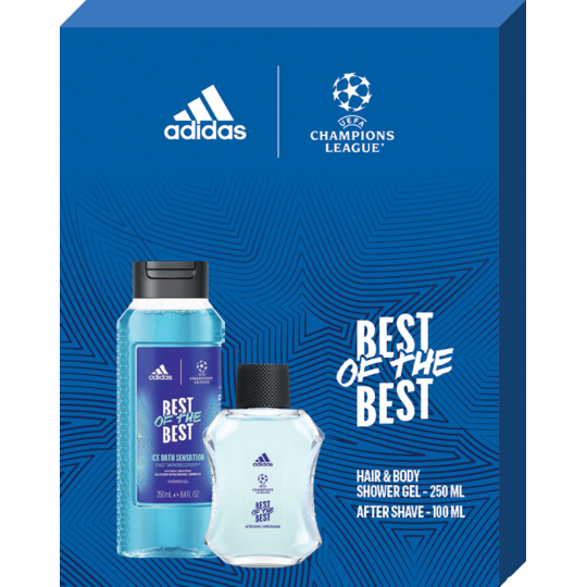 Adidas UEFA Champions League Best of The Best voda po holení 100 ml + sprchový gel 250 ml, kosmetická sada pro muže