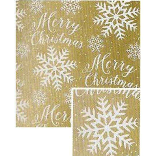 Nekupto Dárkový balicí papír vánoční 70 x 200 cm Zlatý, nápis Merry Christmas a vločky