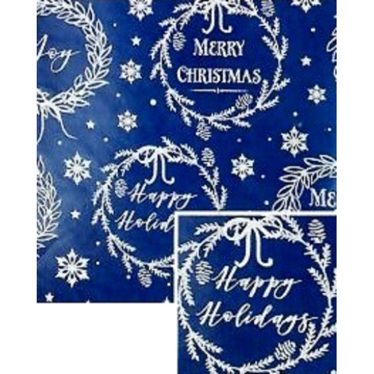 Nekupto Dárkový balicí papír vánoční 70 x 1000 cm Tmavě modrý, nápis Merry & Bright