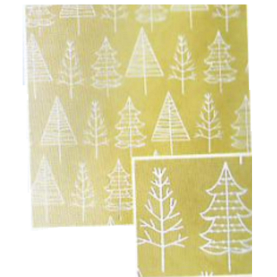 Nekupto Dárkový balicí papír vánoční 70 x 1000 cm Zlatý, bílé stromečky