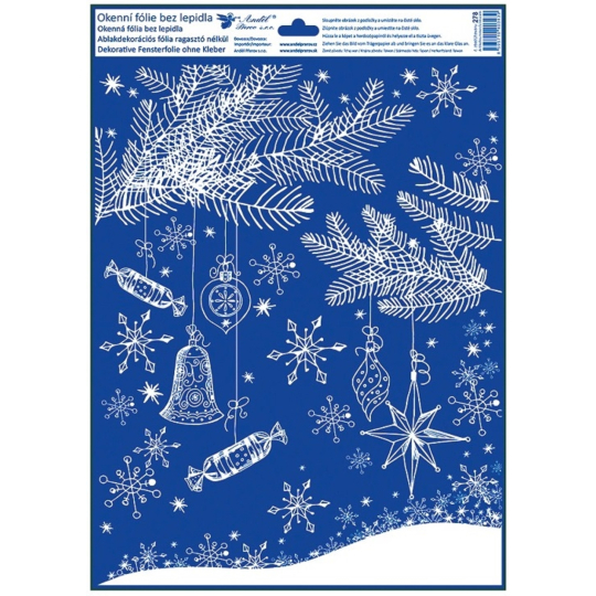 Okenní fólie vánoční s glitrem Větvička s hvězdou 30 x 42 cm
