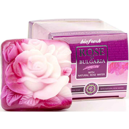 Rose of Bulgaria ručně vyrobené glycerinové mýdlo ve tvaru růže 70 g v krabičce