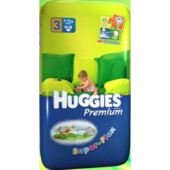 Huggies Premium velikost 3, 5 - 9 kg plenkové kalhotky 52 kusů