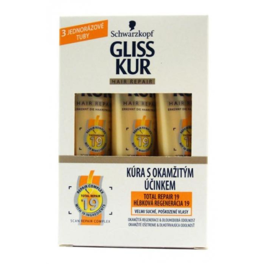 Gliss Kur Total Repair 19 vlasová okamžitá terapie pro suché vlasy 3 x 20 ml