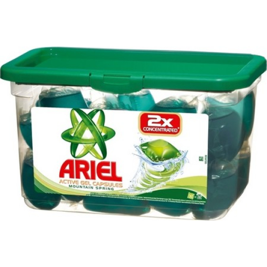 Ariel Active Mountain Spring gelové polštářky na světlé prádlo 38 kusů x 35 ml