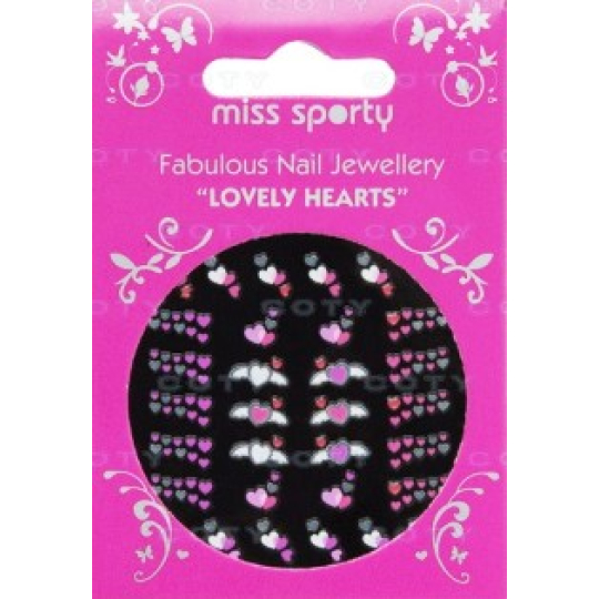 Miss Sporty Lovely Hearts ozdoby na nehty 32 kusů