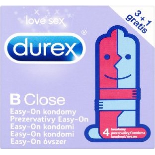 Durex B Close Easy-on kondom pro snadnější nasazení 3 + 1 nominální šířka: 52,5 mm kus
